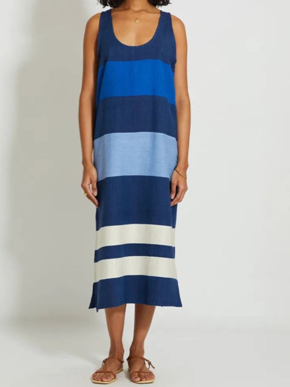 New! Lemlem Betami Azure Lilian Cover-Up Tank Midi Dress Size Medium 8429 - Picture 2 of 13